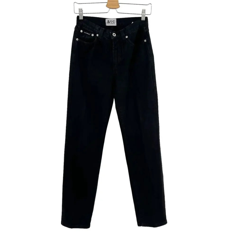 Dolce & Gabbana Vintage Jeans Black Denim Straight Leg Baggy‎ Size 27